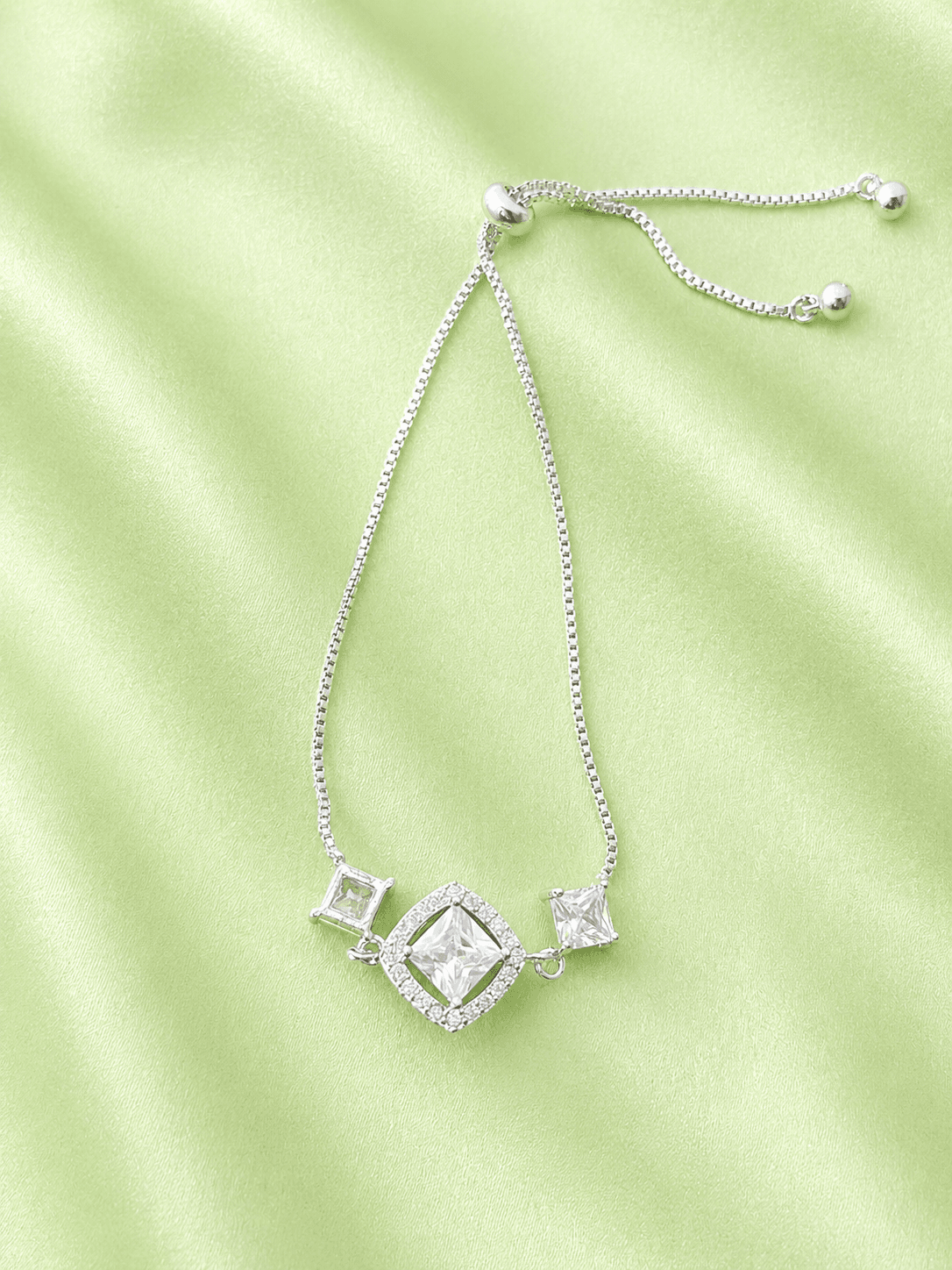 Elegant Princess Cut Crystal Adjustable Bracelet for Women