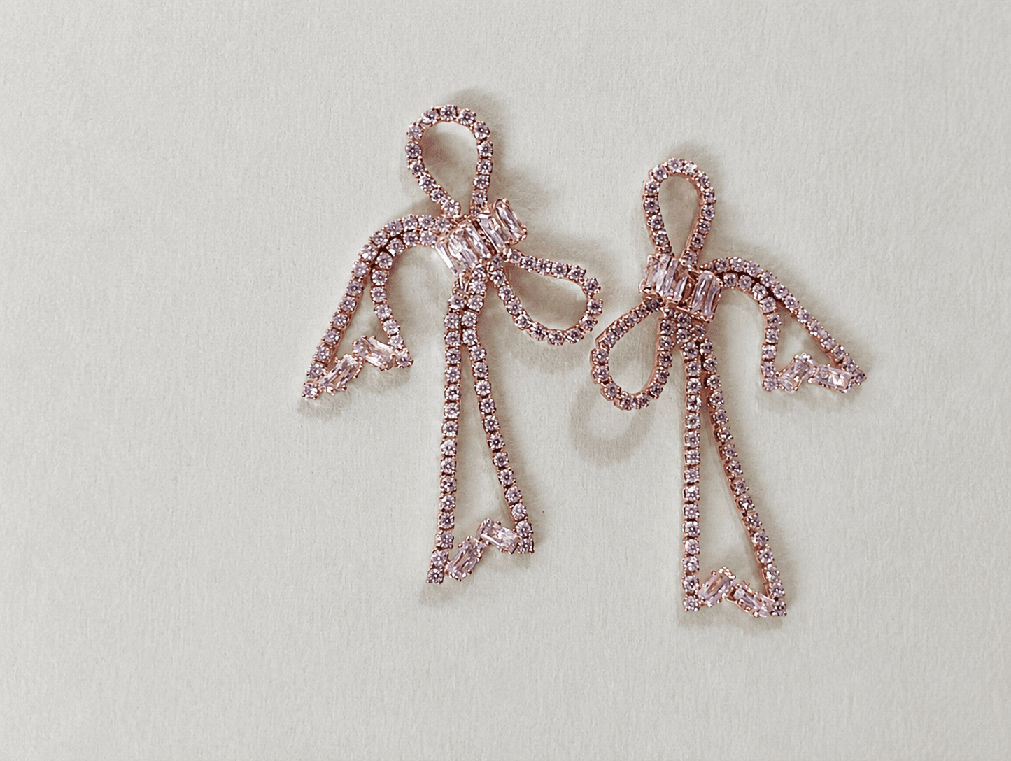Rose Gold Bow Knot American Diamond Drop Earrings